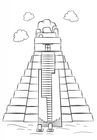 Tikal Temple Coloring Page